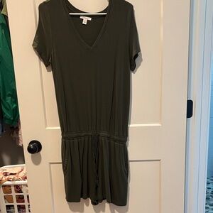 Olive Green V-Neck Women's romper